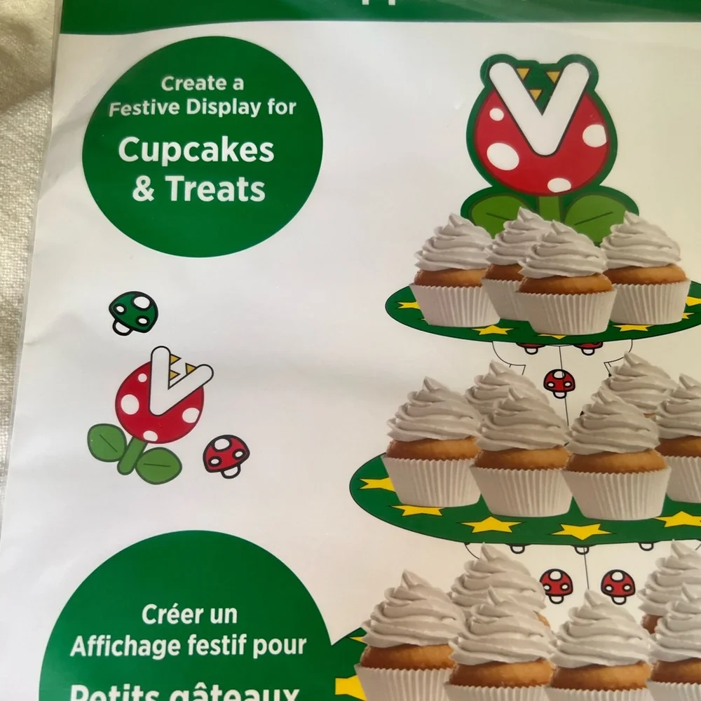 Star and mushroom cupcake treats stand Mario brothers Holds up to 18 cupcakes